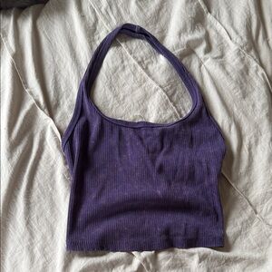 Wild Fable Deep Purple Ribbed Halter Top